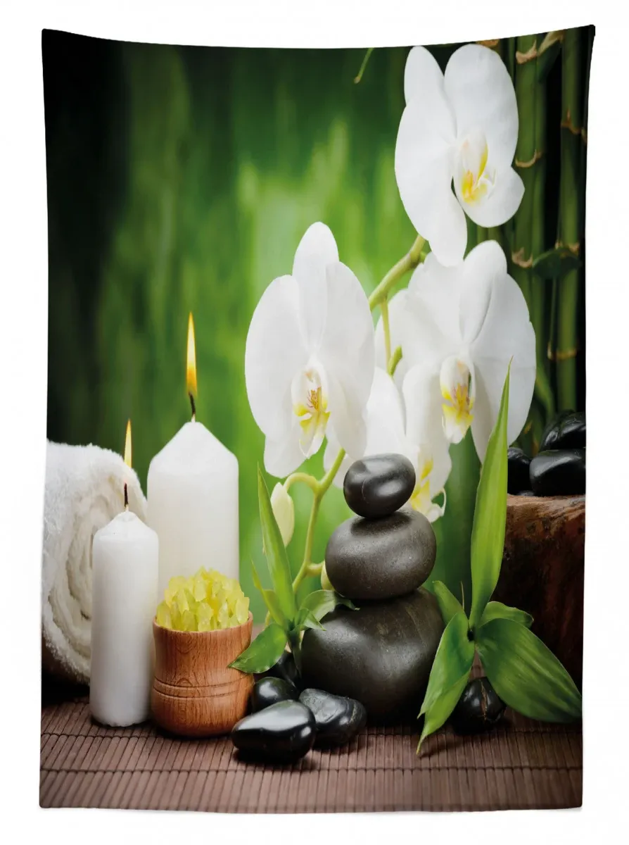 stones and orchids 3d printed tablecloth table decor 6278