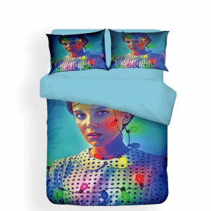 stranger things eleven with colorful light theme duvet cover bedding set bedroom decor 8361