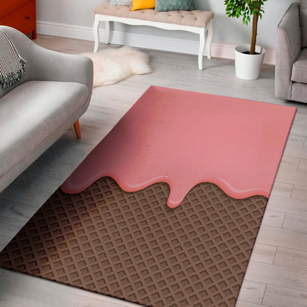 strawberry ice cream melted print area rug floor decor 3724
