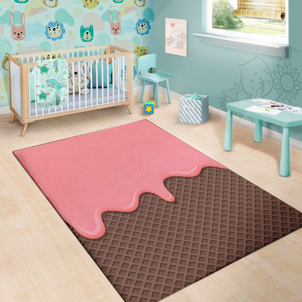 strawberry ice cream melted print area rug floor decor 7124