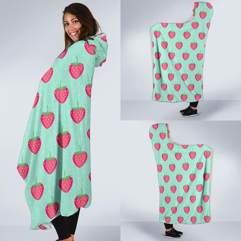 Strawberry Print Pattern Hooded Blanket Cloak Blanket strawberry print pattern hooded blanket cloak blanket 1676
