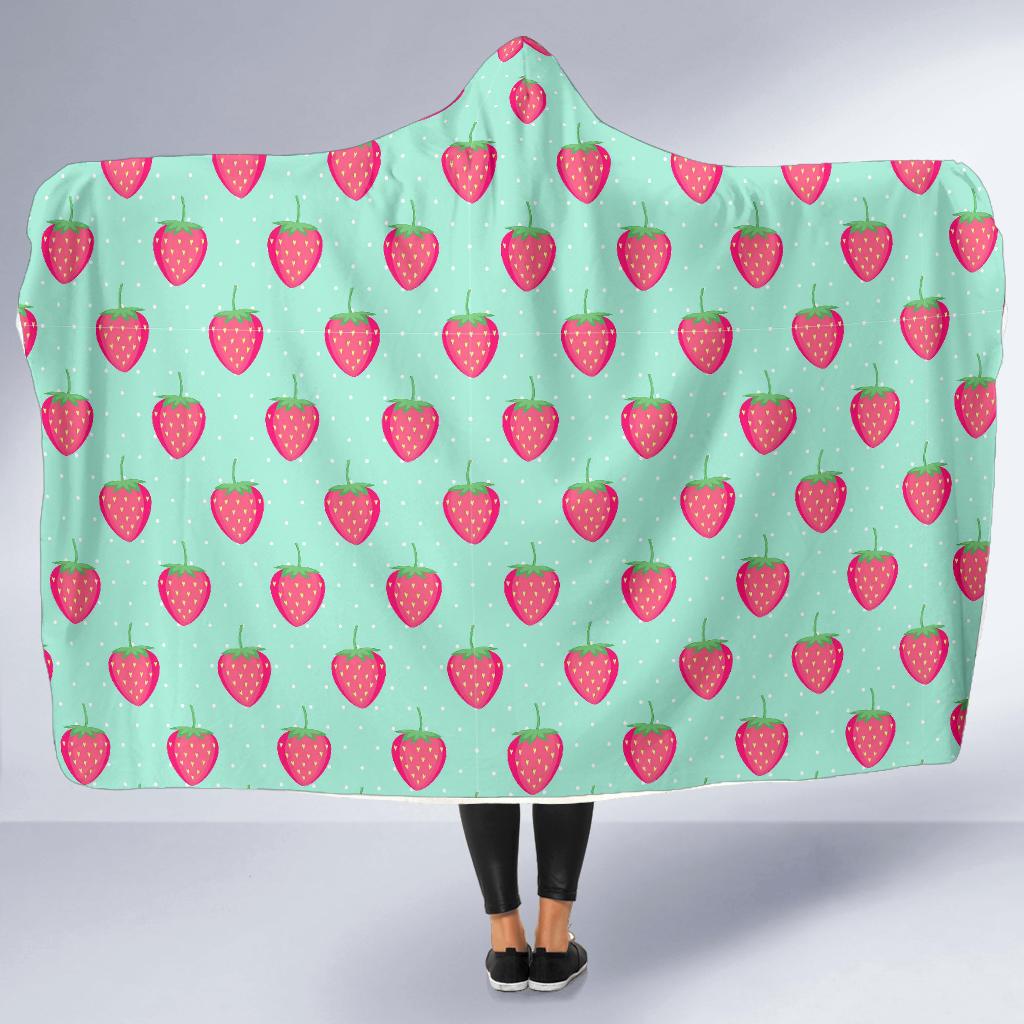 Strawberry Print Pattern Hooded Blanket Cloak Blanket strawberry print pattern hooded blanket cloak blanket 6317