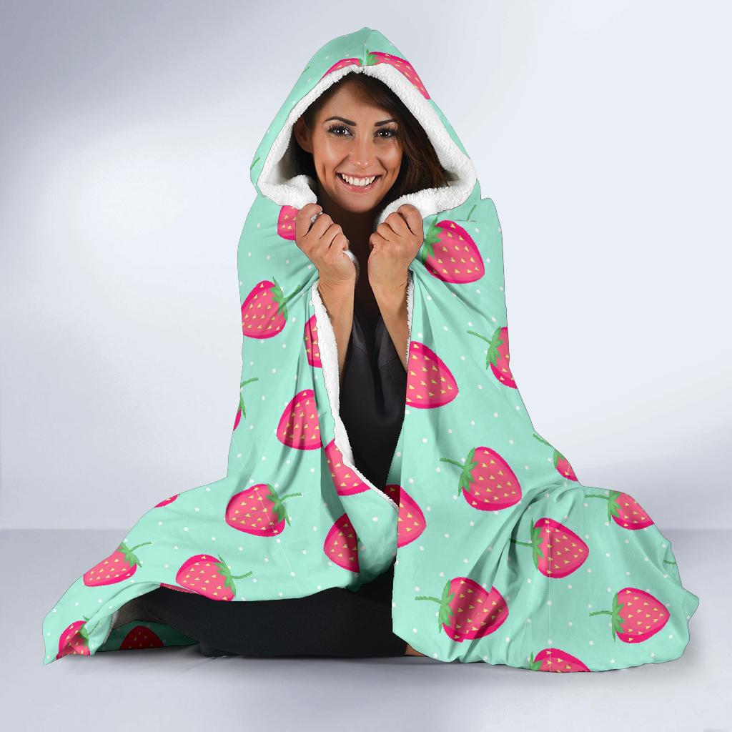 Strawberry Print Pattern Hooded Blanket Cloak Blanket strawberry print pattern hooded blanket cloak blanket 6516