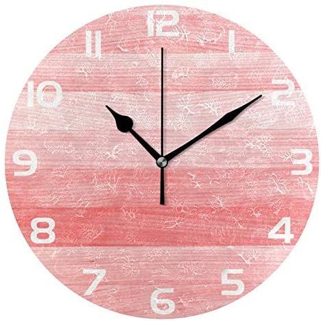 stylish coral and salmon pink color decorative wall clock 4493
