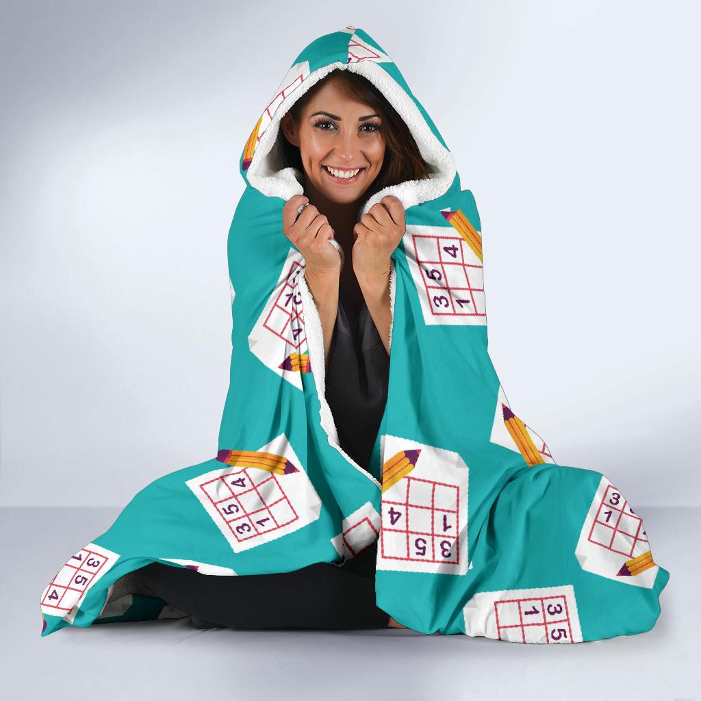 Sudoku Pattern Print Hooded Blanket Cloak Blanket sudoku pattern print hooded blanket cloak blanket 2794