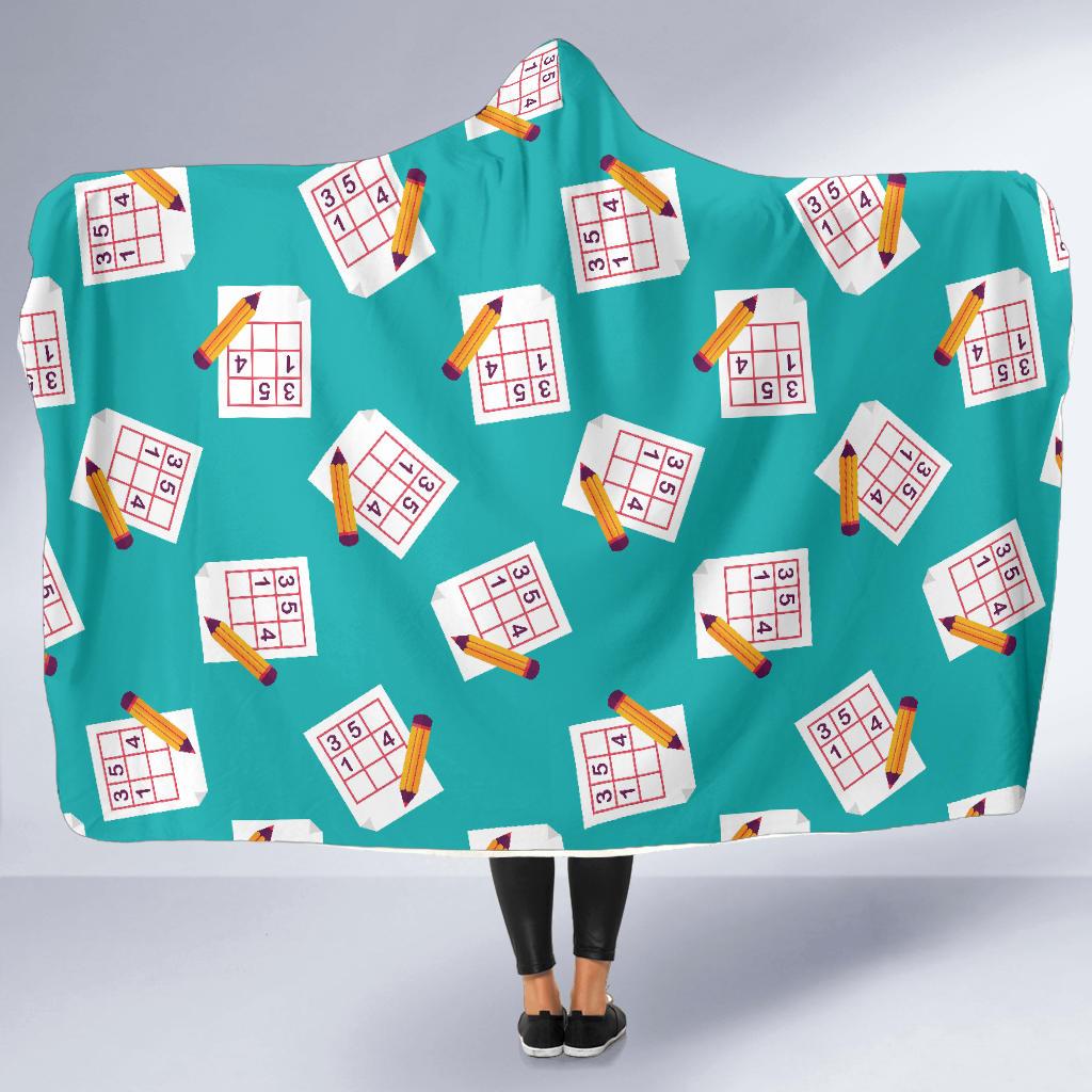 Sudoku Pattern Print Hooded Blanket Cloak Blanket sudoku pattern print hooded blanket cloak blanket 3065