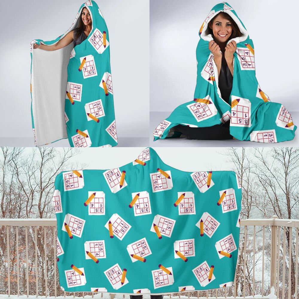 Sudoku Pattern Print Hooded Blanket Cloak Blanket sudoku pattern print hooded blanket cloak blanket 7096