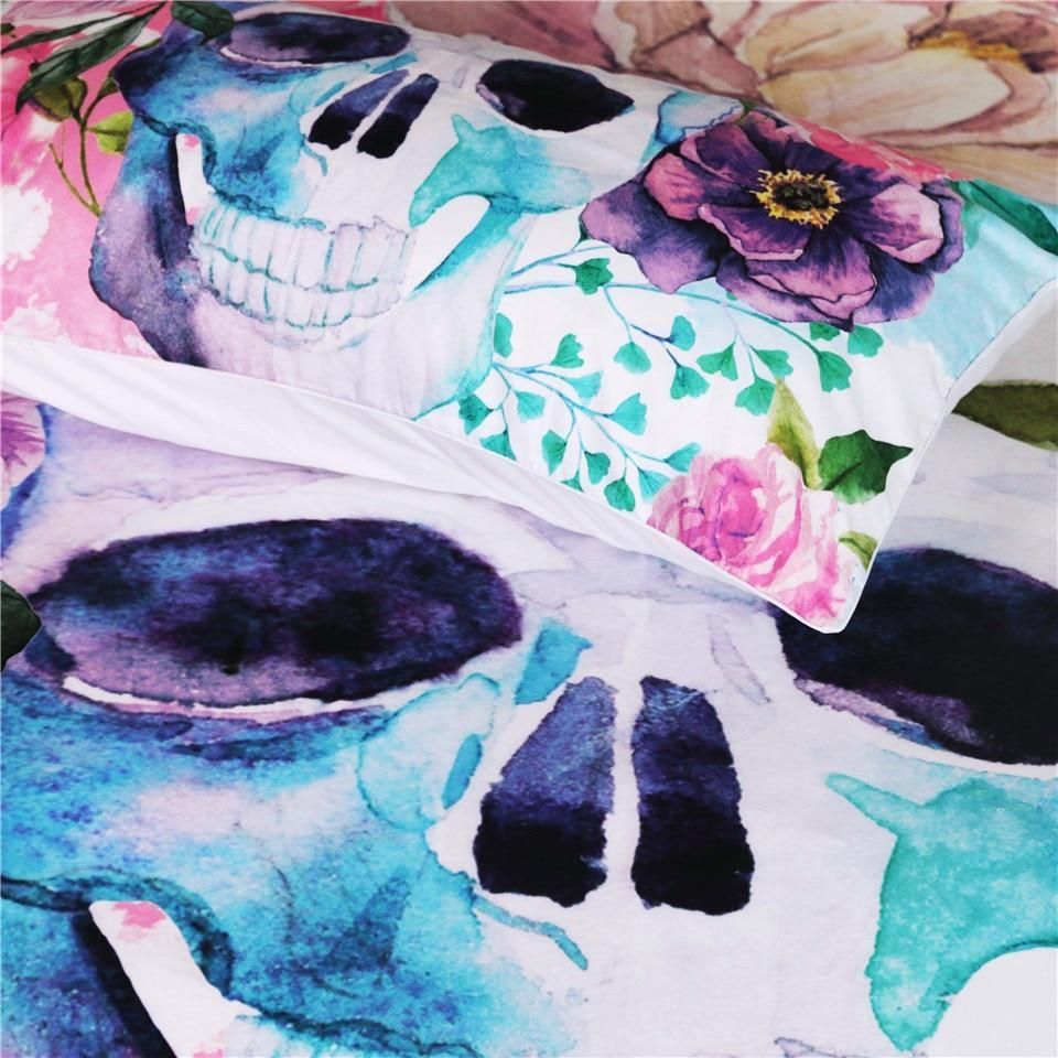 sugar pink floral skull printed bedding set bedroom decor 1524
