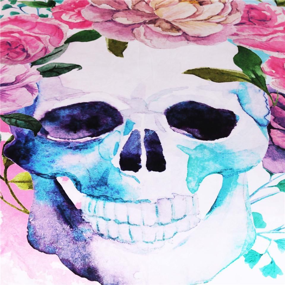sugar pink floral skull printed bedding set bedroom decor 7625