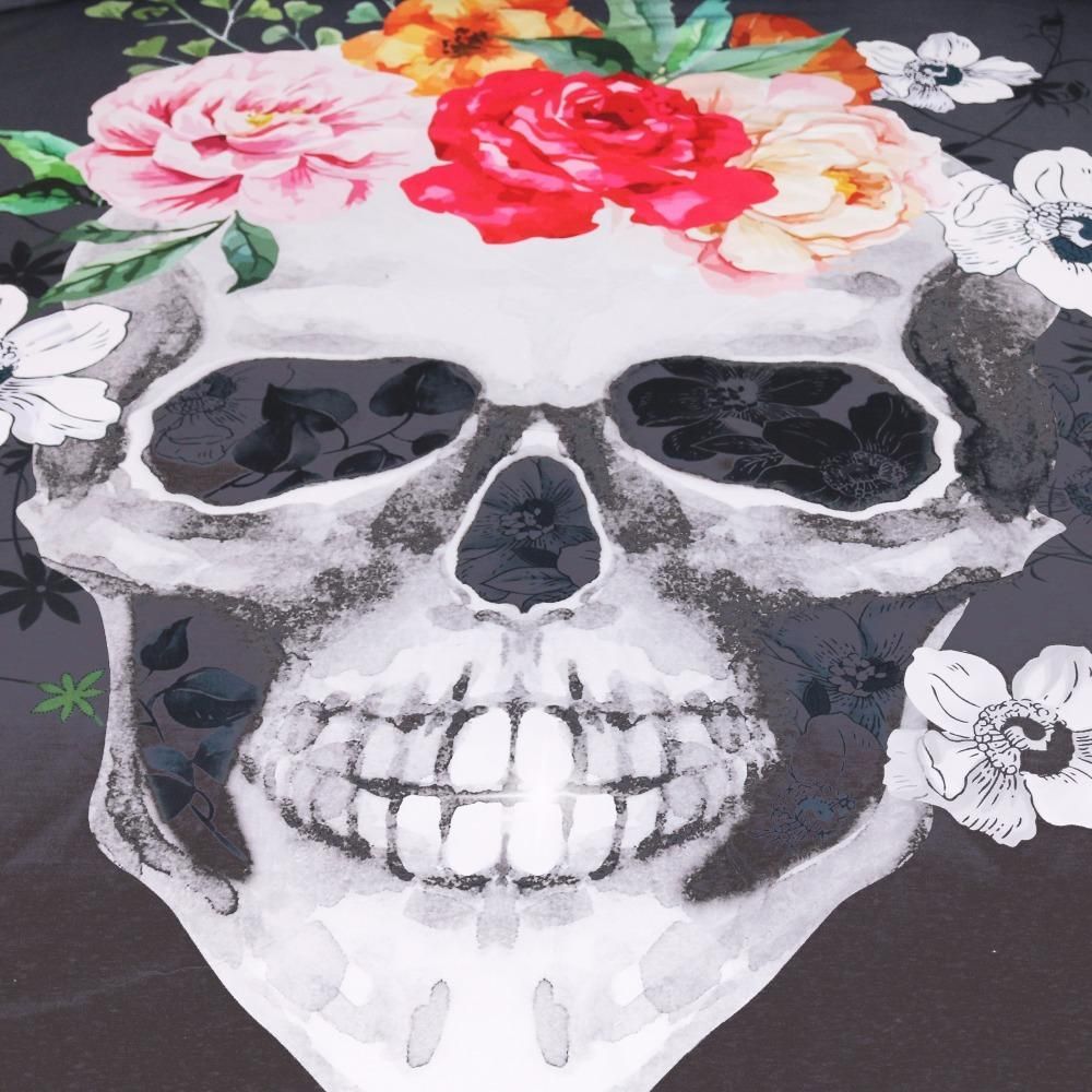 sugar skull colorful floral printed bedding set bedroom decor 4833