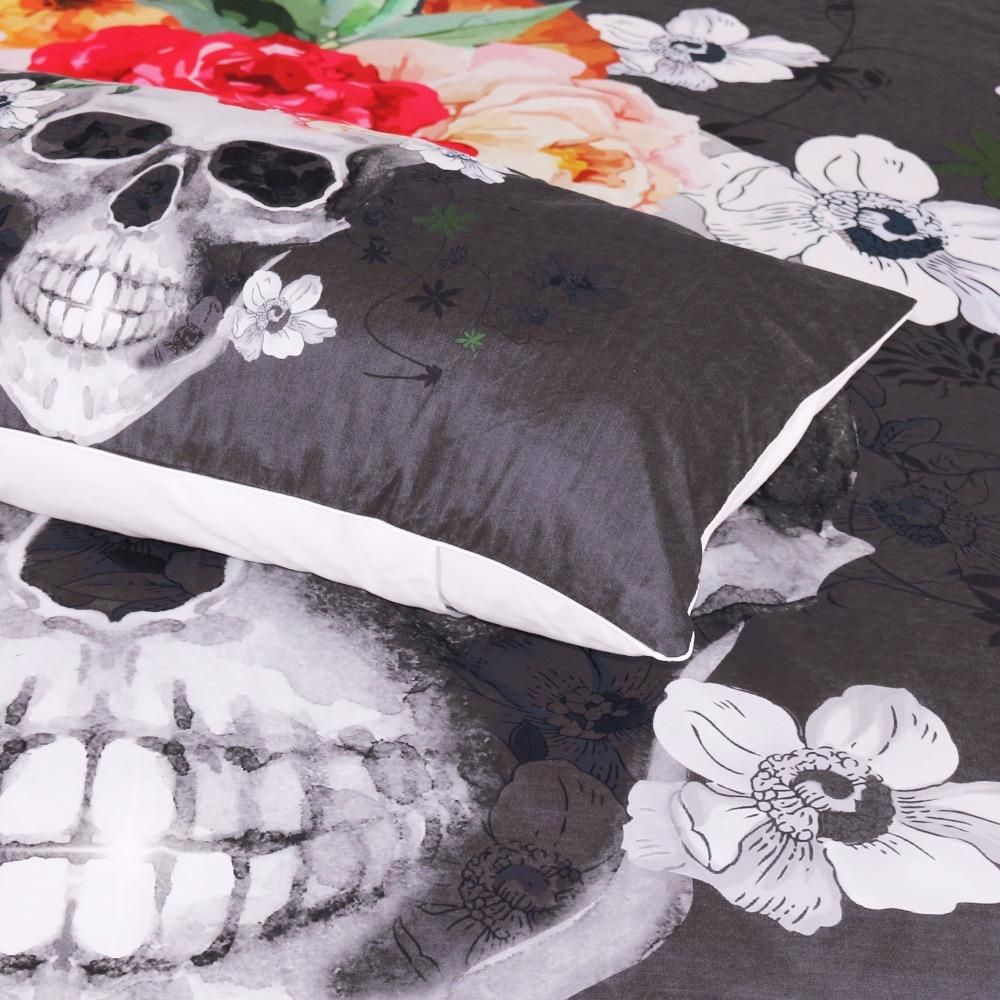 sugar skull colorful floral printed bedding set bedroom decor 7167