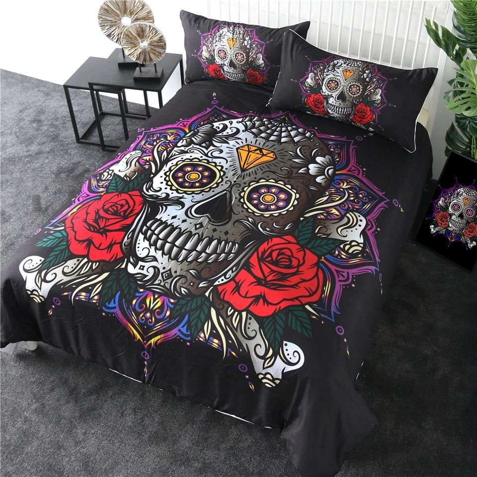 sugar skull diamond gothic printed bedding set bedroom decor 1916