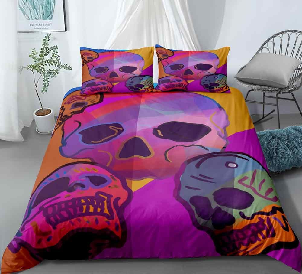 Sugar Skull Gift Purple Background Bedding Set Bedroom Decor sugar skull gift purple background bedding set bedroom decor 1454