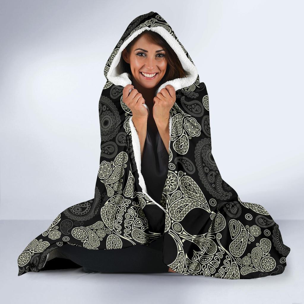 sugar skull skeleton girly paisley pattern print hooded blanket cloak blanket 7066
