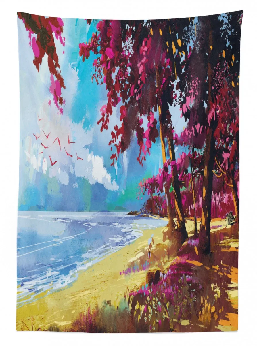 summer blossom trees 3d printed tablecloth table decor 2964