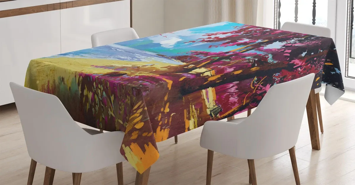 summer blossom trees 3d printed tablecloth table decor 3463