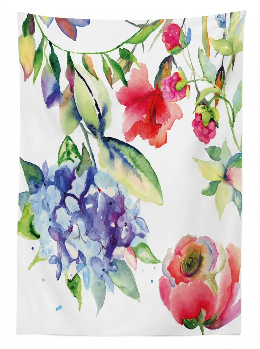 summer flowers branch 3d printed tablecloth table decor 8260