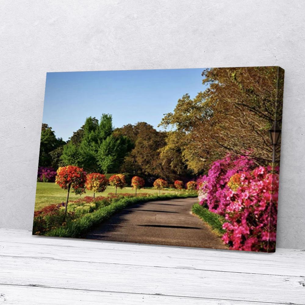 Summer Walk Color Flowers Road Canvas Prints - Wall Art Decor summer walk color flowers road canvas prints wall art decor 4836