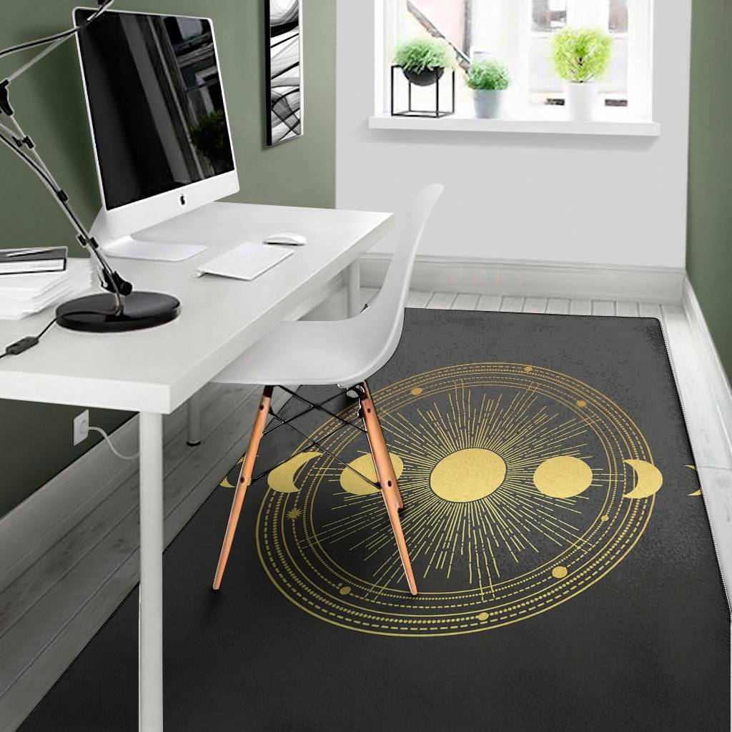 sun and moon phase print area rug floor decor 3332