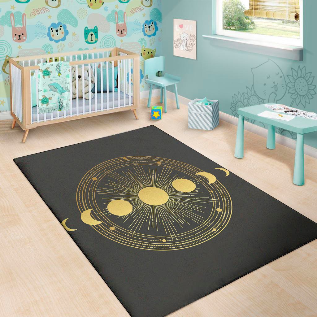 sun and moon phase print area rug floor decor 3558
