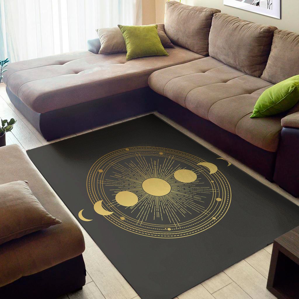 sun and moon phase print area rug floor decor 5530
