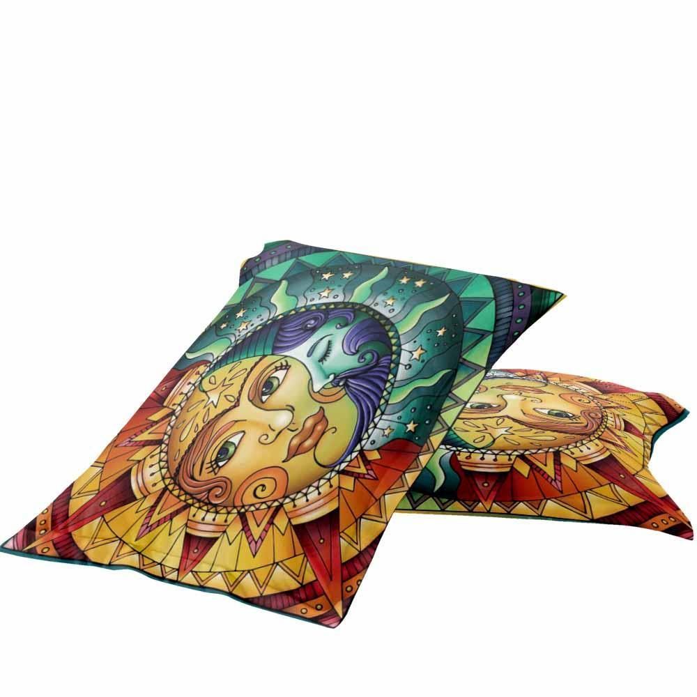 sun and moon tattoo printed bedding set bedroom decor 1972