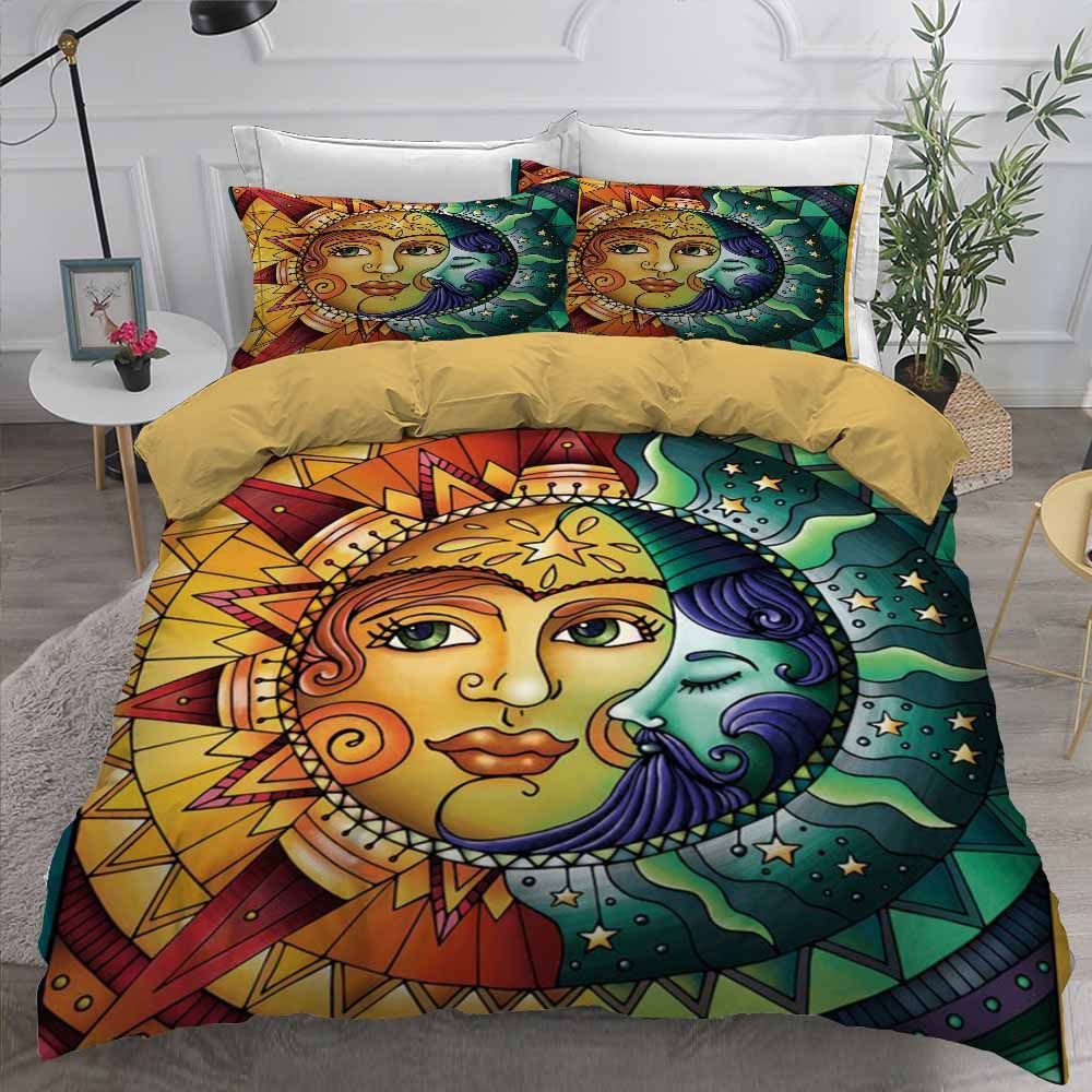 sun and moon tattoo printed bedding set bedroom decor 2026
