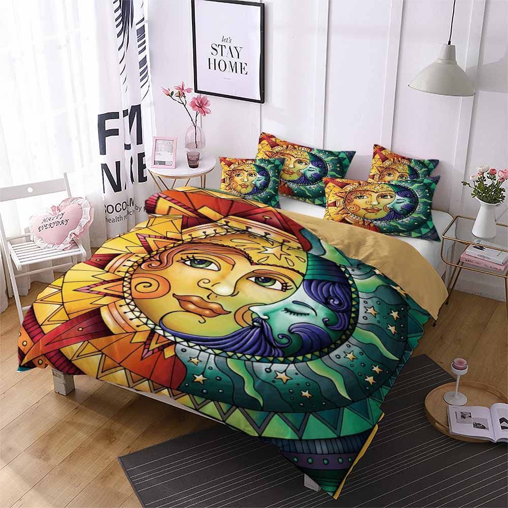 sun and moon tattoo printed bedding set bedroom decor 5678