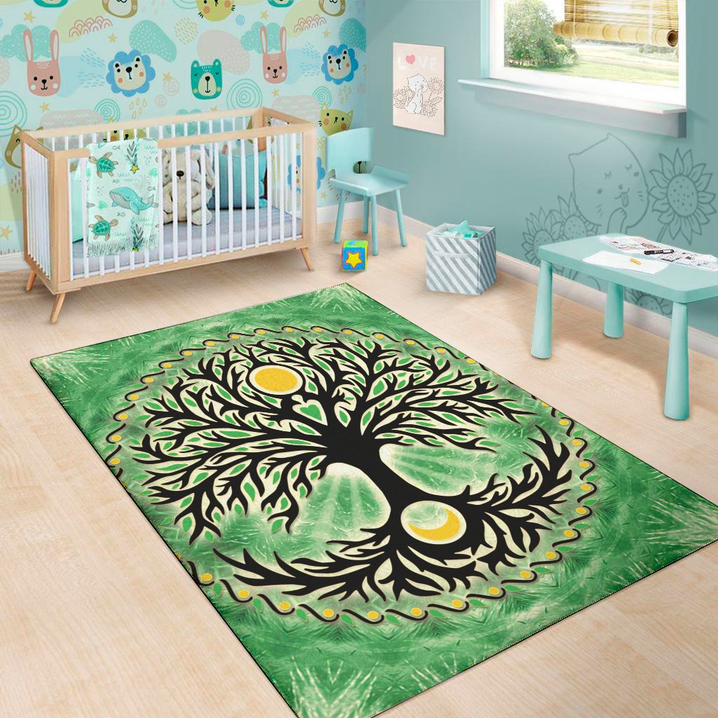 sun and moon yggdrasil print area rug floor decor 1120