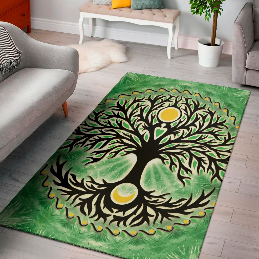 sun and moon yggdrasil print area rug floor decor 1503