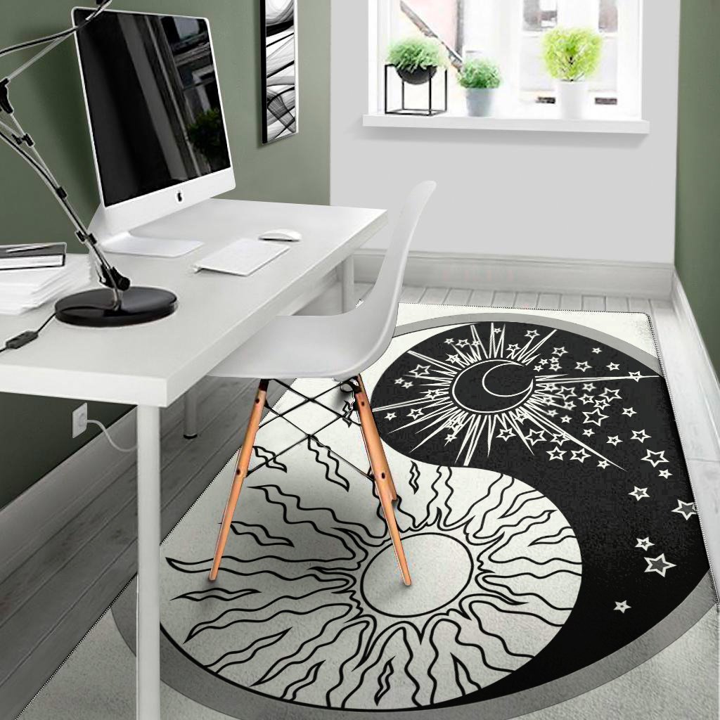 sun and moon yin yang print area rug floor decor 8263