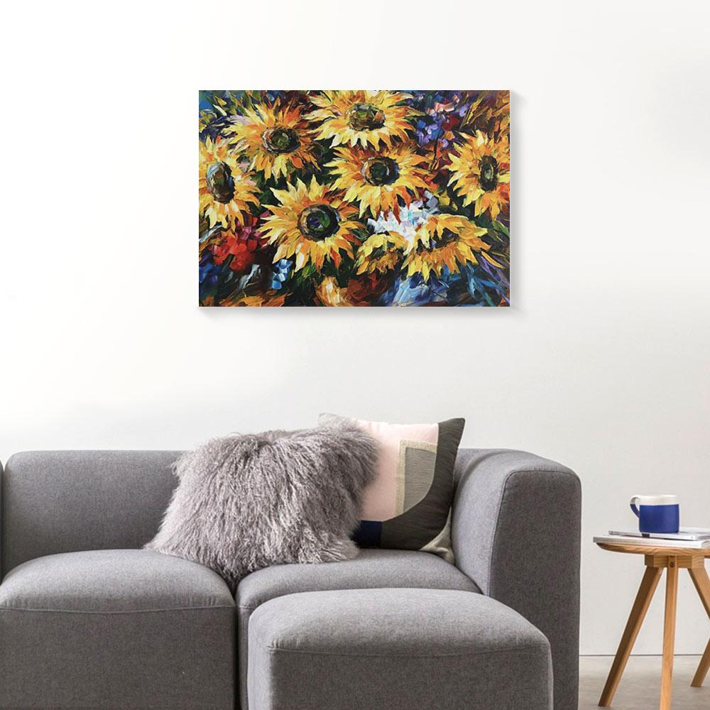 sunflower art watercolor canvas prints wall art decor 8651