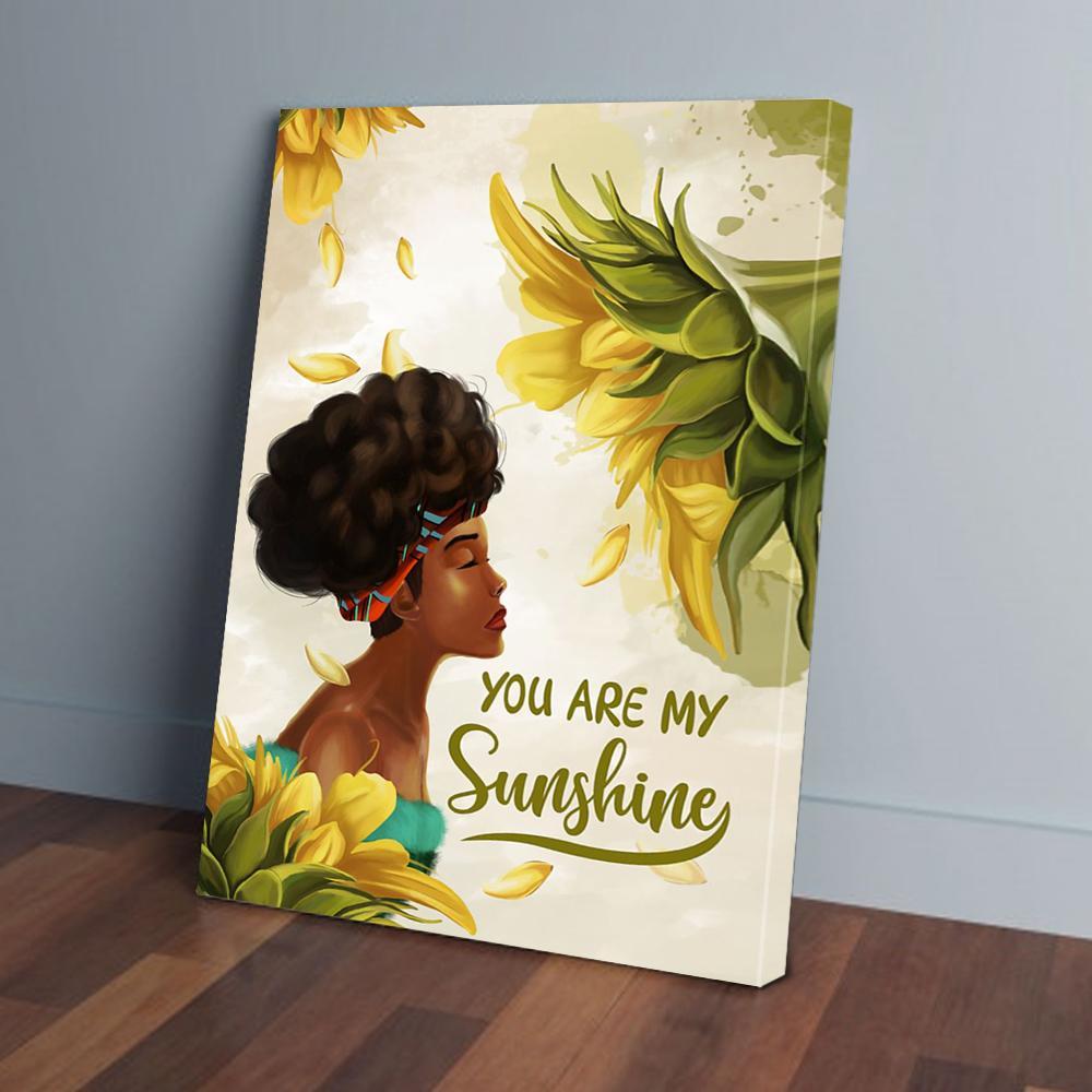 sunflower black girl canvas prints wall art decor 6005