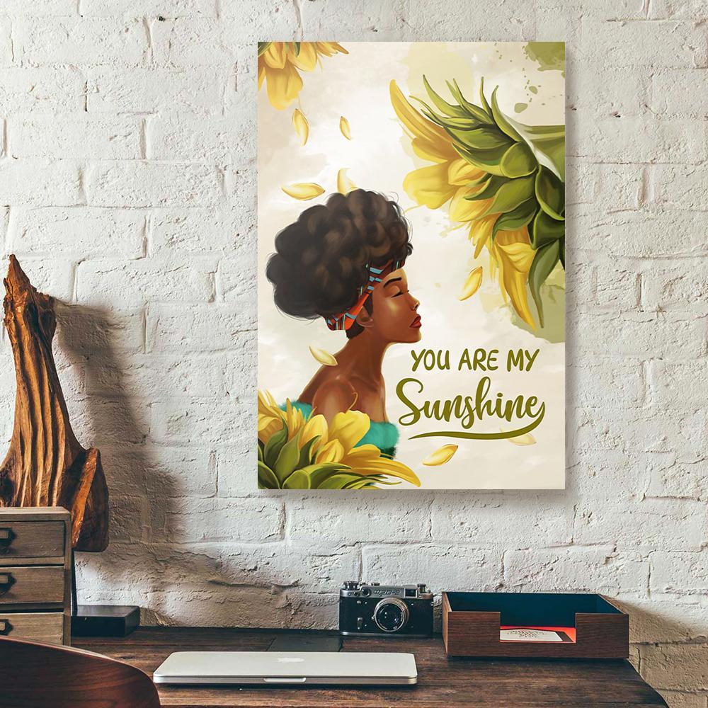sunflower black girl canvas prints wall art decor 6667