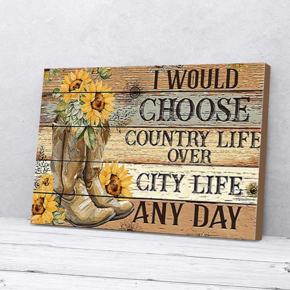 sunflower cowboy shoes country girl canvas prints wall art decor 1059