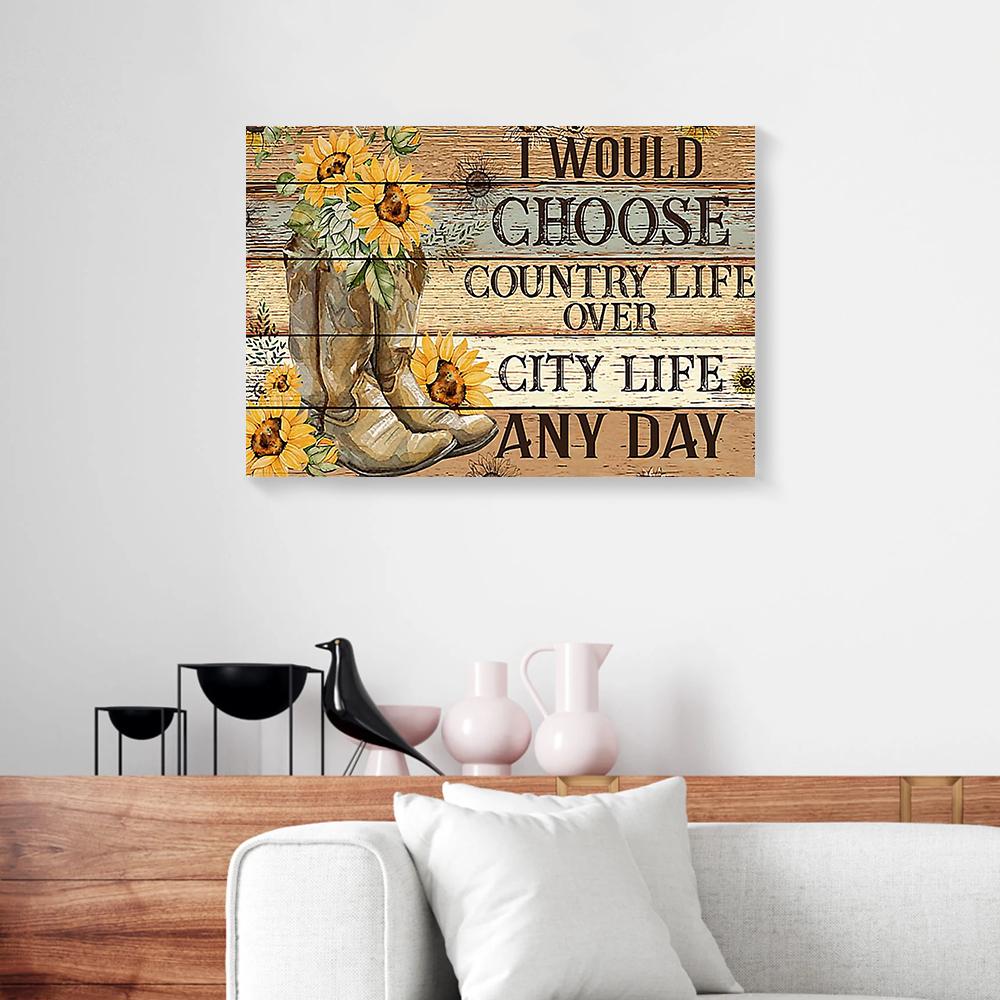 sunflower cowboy shoes country girl canvas prints wall art decor 6945