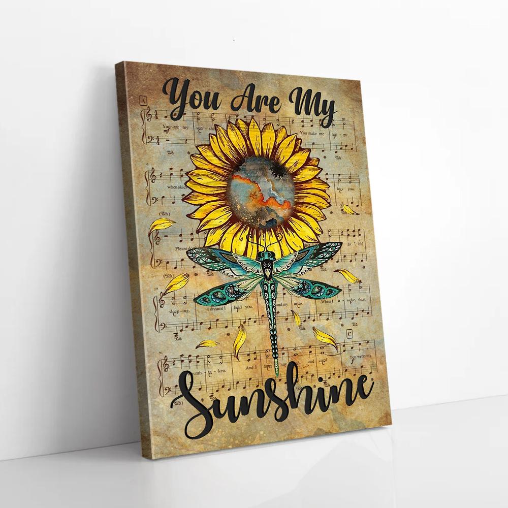 sunflower dragonfly canvas prints wall art decor 6154