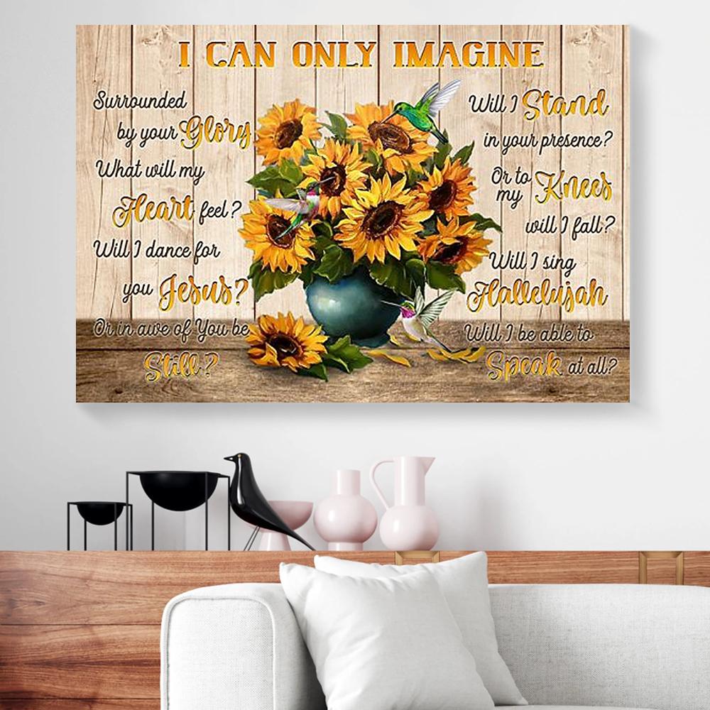 sunflower hummingbird canvas prints wall art decor 2393
