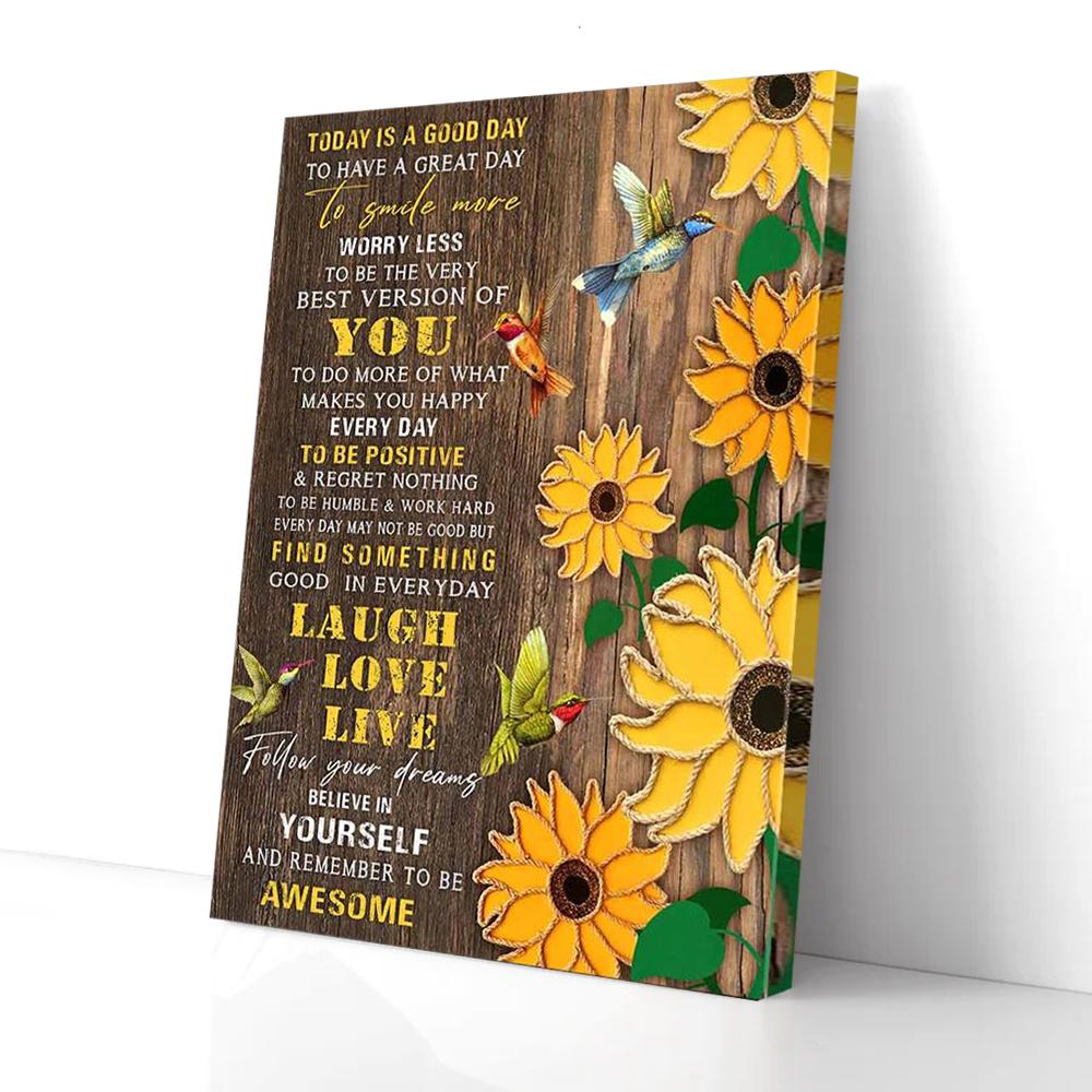 sunflower hummingbird canvas prints wall art decor 2436