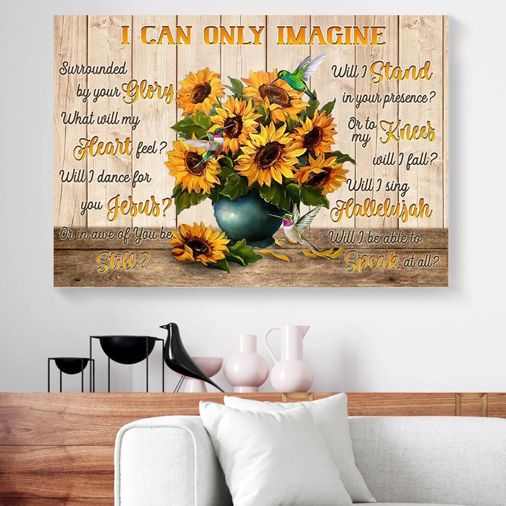 sunflower hummingbird canvas prints wall art decor 4998