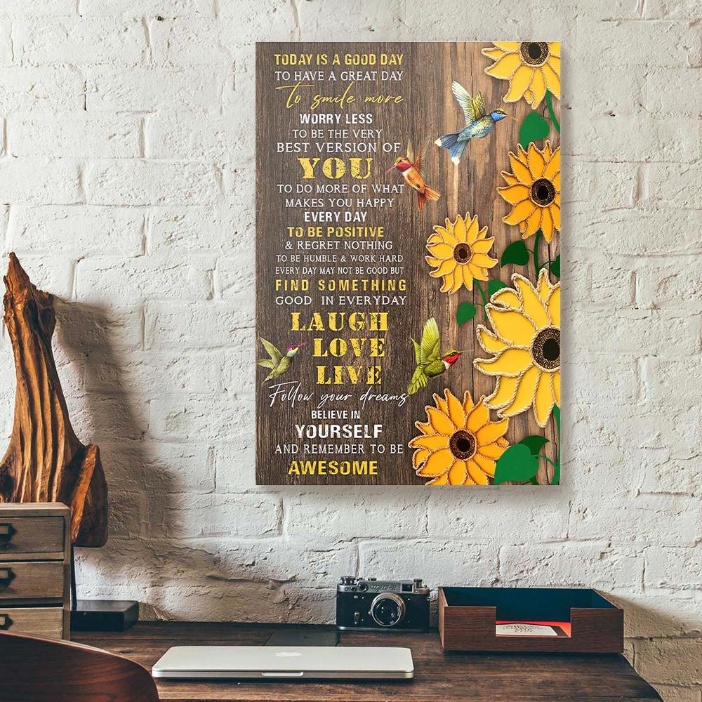 sunflower hummingbird canvas prints wall art decor 7883