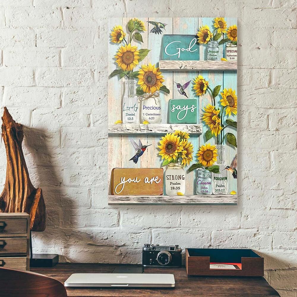 sunflower hummingbird canvas prints wall art decor 8218