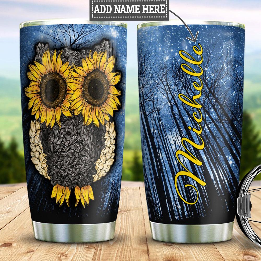 Sunflower Owl Personalized Stainless Steel Tumbler sunflower owl personalized stainless steel tumbler 2300
