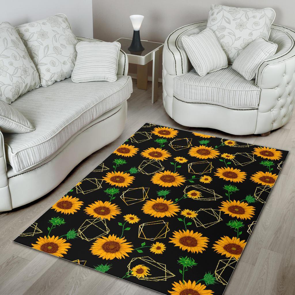 sunflower polygonal pattern print area rug floor decor 2256