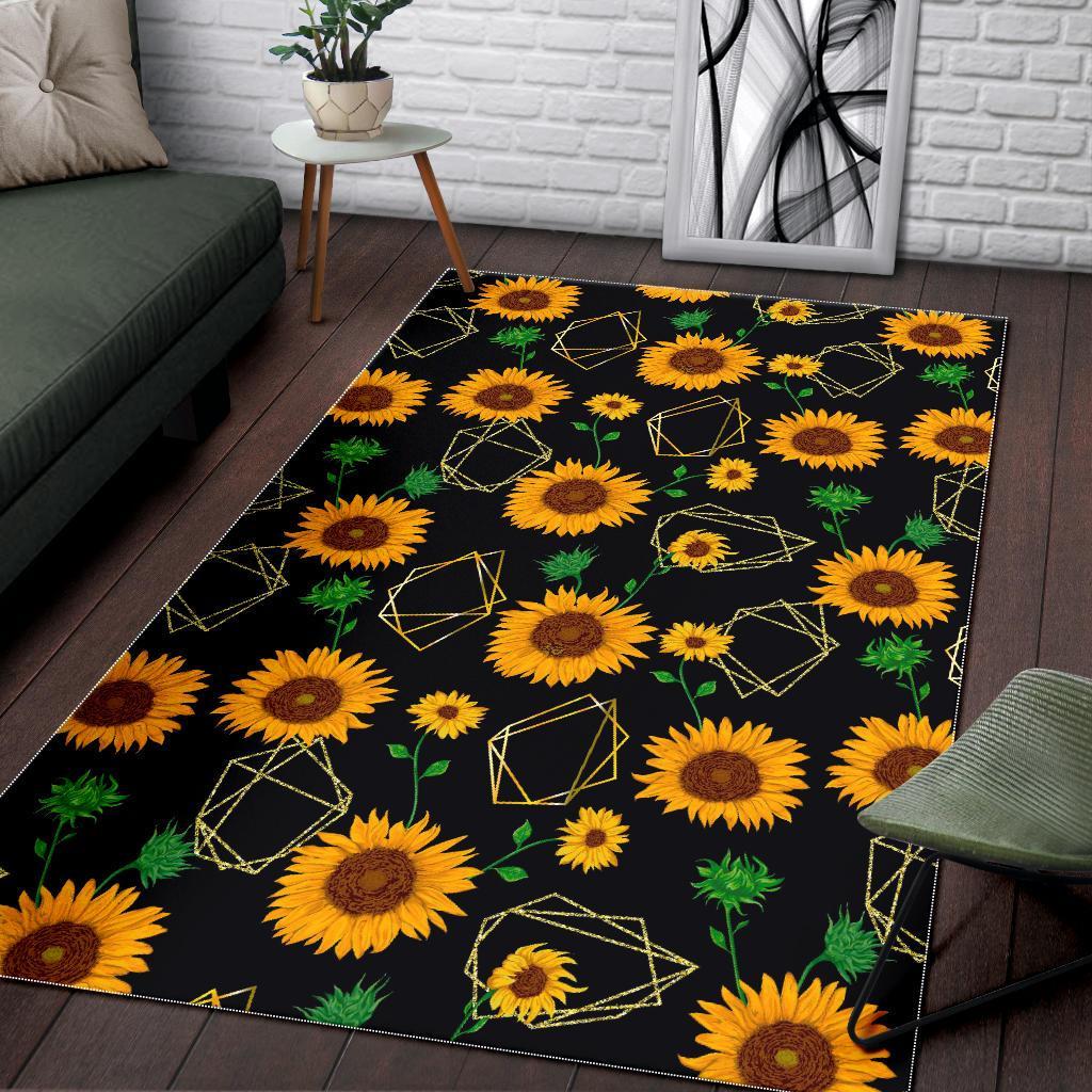 sunflower polygonal pattern print area rug floor decor 8111