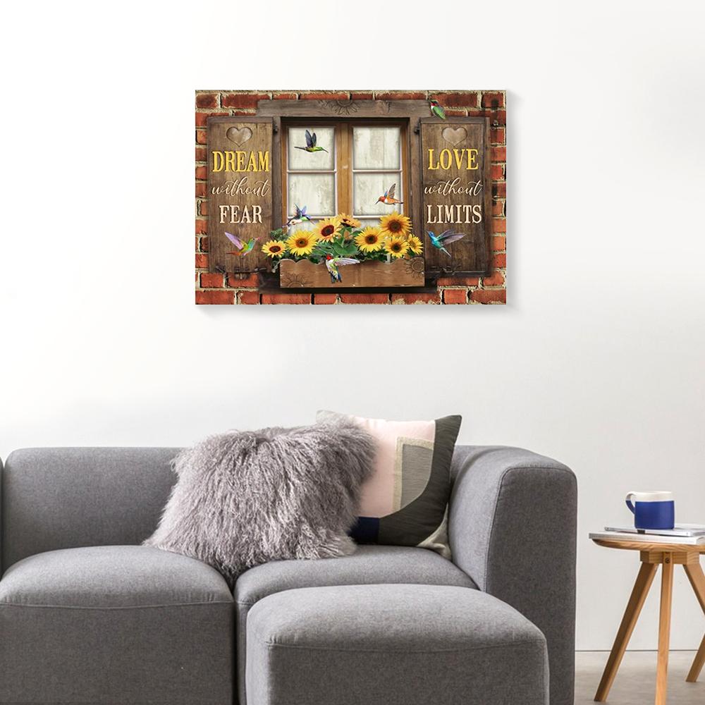 sunflowers hummingbird canvas prints wall art decor 3396