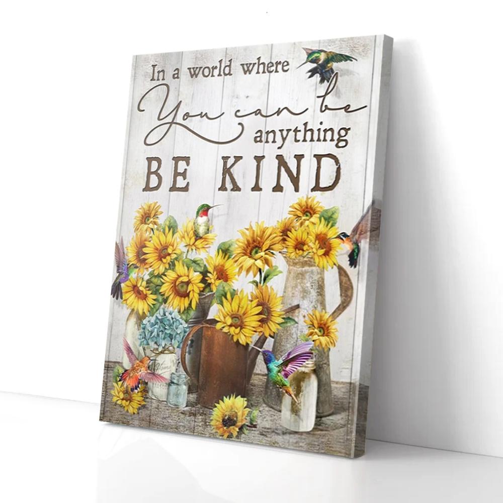 sunflowers hummingbird canvas prints wall art decor 4605
