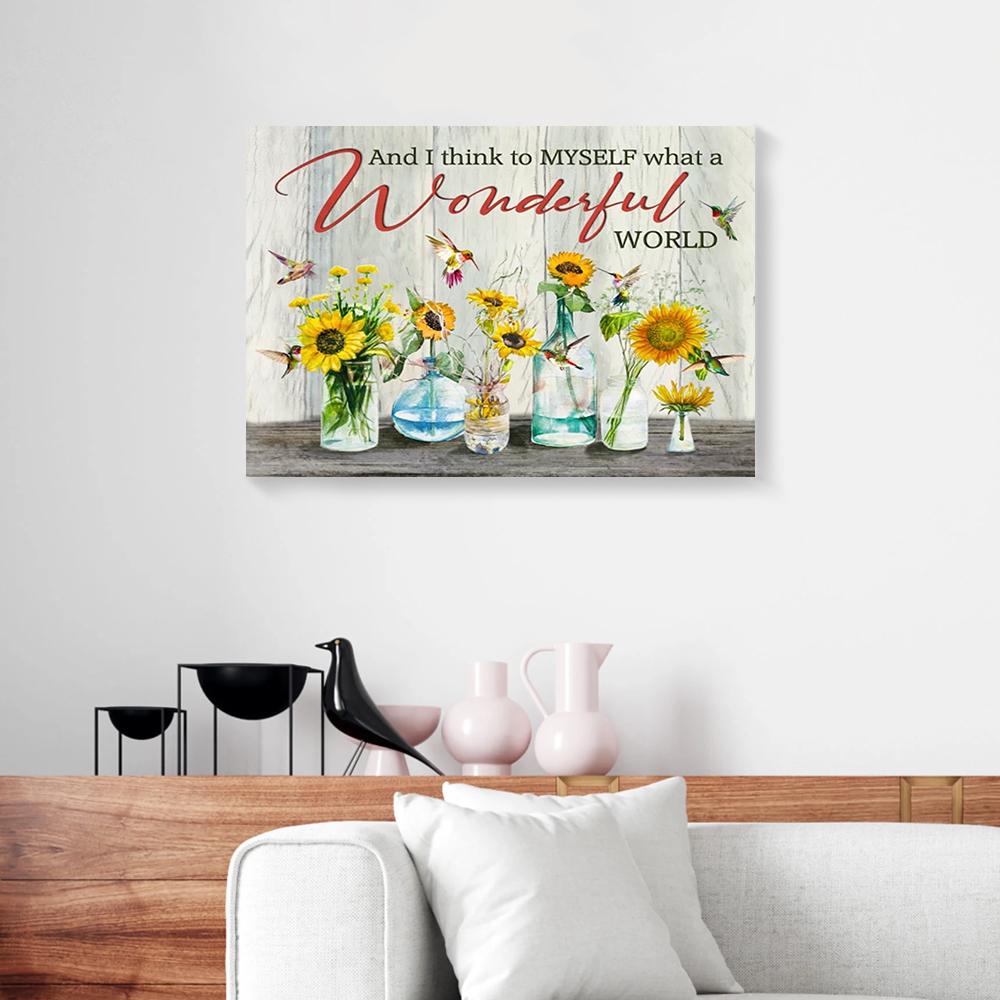 sunflowers hummingbird canvas prints wall art decor 5274