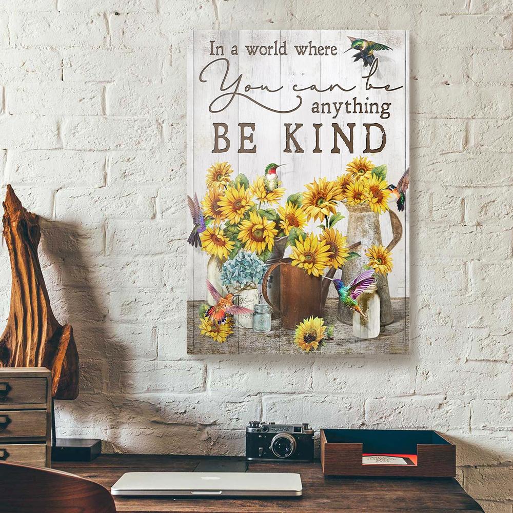 sunflowers hummingbird canvas prints wall art decor 6694