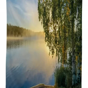 sunny misty lake summer 3d printed tablecloth table decor 4653